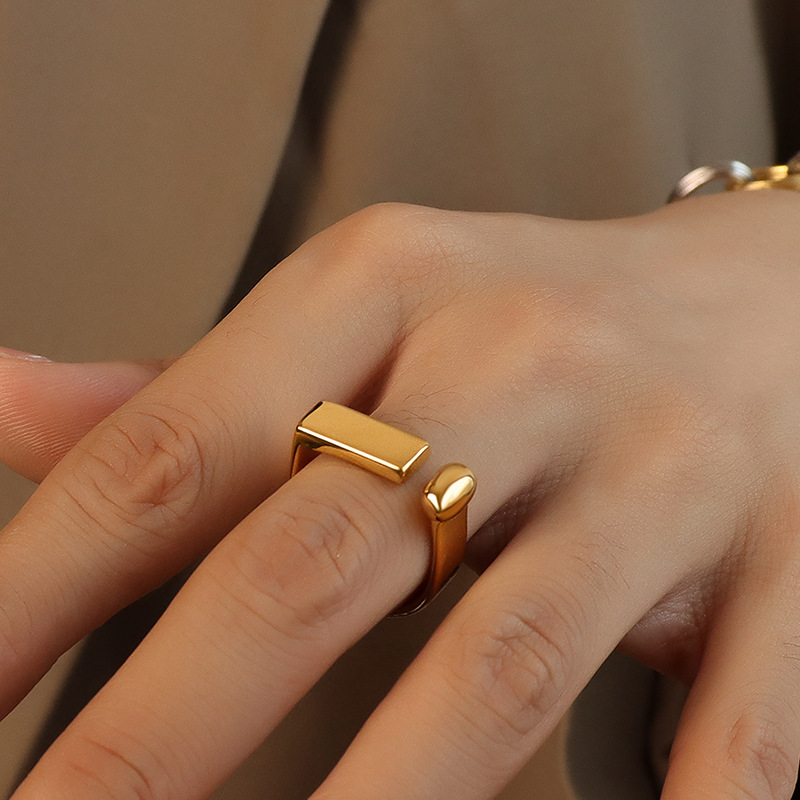 European And American Geometric Minimalist Ring Female D-shaped Fashion