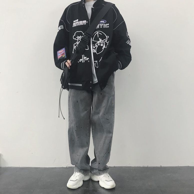 Guochao Baseball Uniform Loose Sports Reflective Jacket