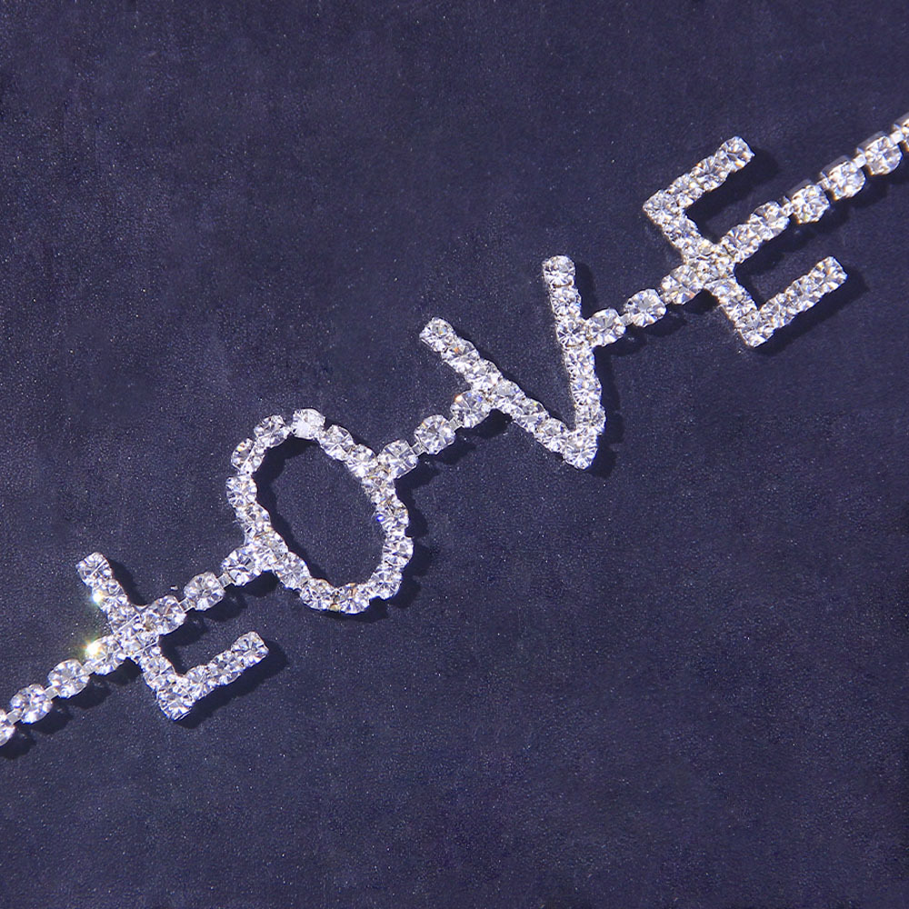 Title 3, Letter Anklet LOVE Rhinestone Anklet