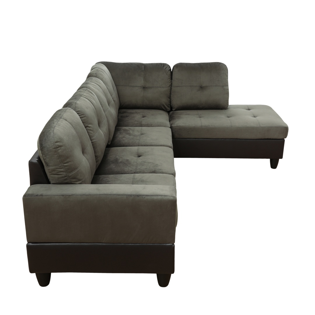 Pickup Only--Taupe Flannel And PVC 3-Piece Couch Living Room Sofa Set