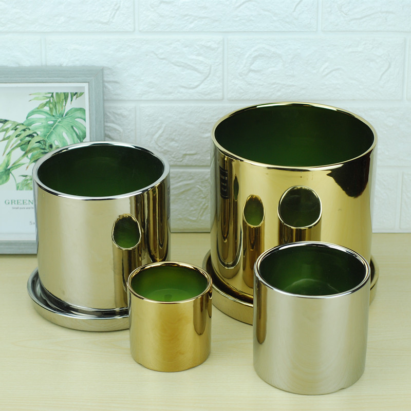 Title 5, Noble electroplating flower pot potted plant el...