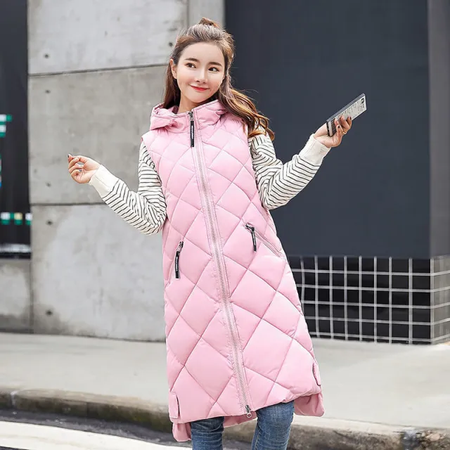 Down Cotton Hooded Versatile Sleeveless Vest Pink - Shop at LoveMi