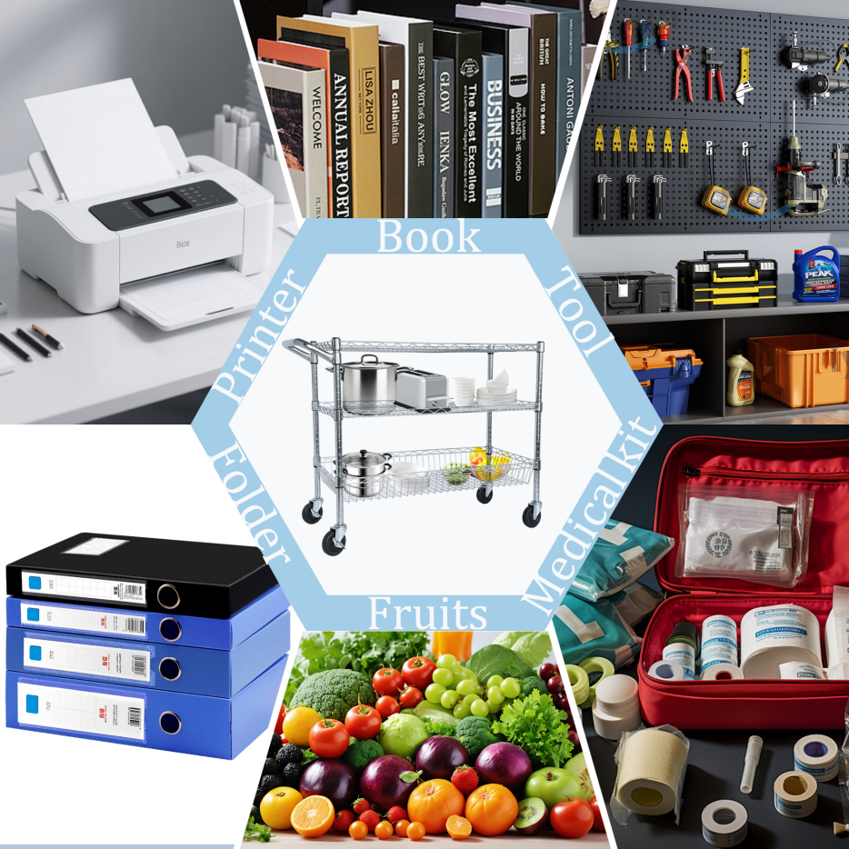 Heavy Duty Rolling Utility Cart,3 Tier Rolling Carts With Wheels,with Handle... 5