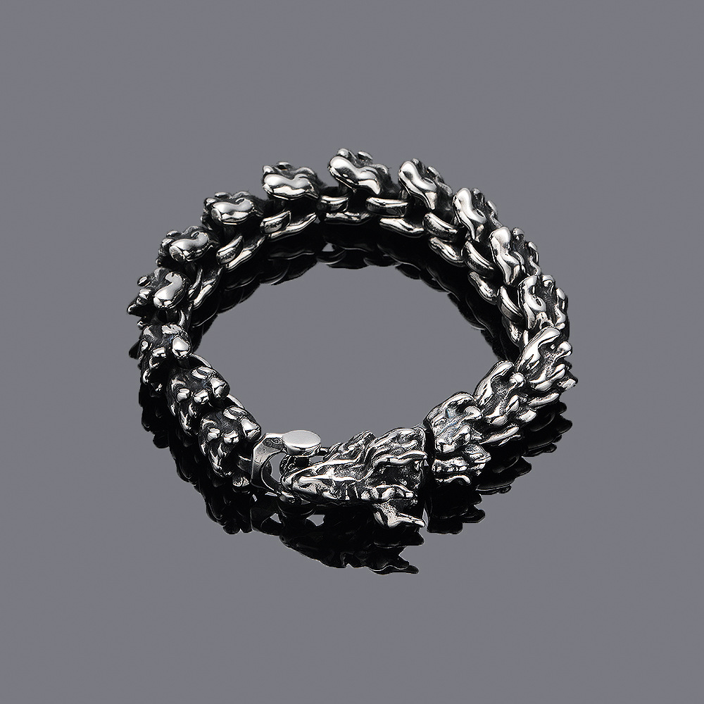 Mens Fashion Vintage Dominant Dragon Head Bracelet