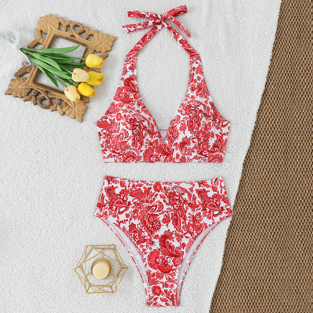 Women's Gathering Bikini Split Swimsuit