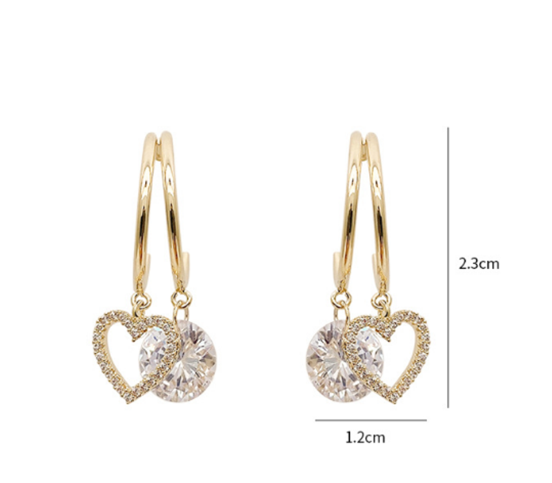 925 Silver Needle Zircon Small Love Earrings Temperament All-match