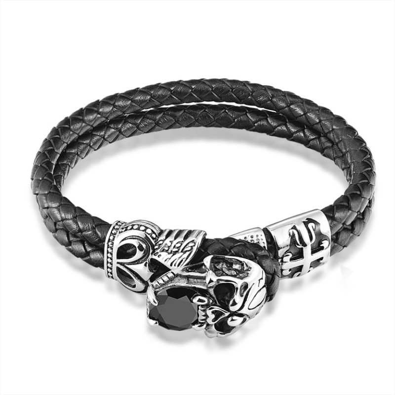 Title 4, Herren-Lederarmband mit geflochtenem Seil und T...