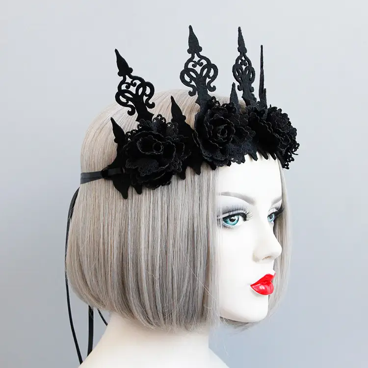 Black Crown Makeup Mask Garland Headband