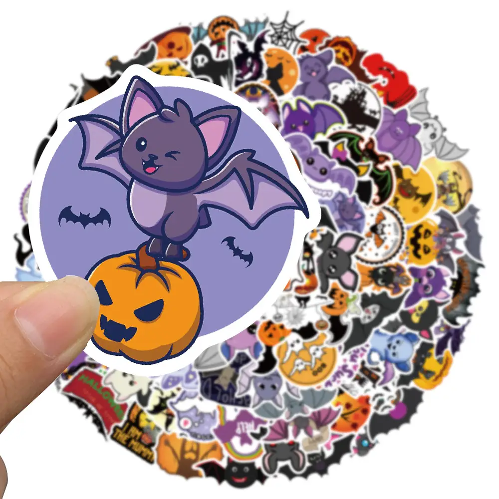 100 Cartoon Halloween Pumpkin Bat Stickers Decoration Car Trunk Children Gift