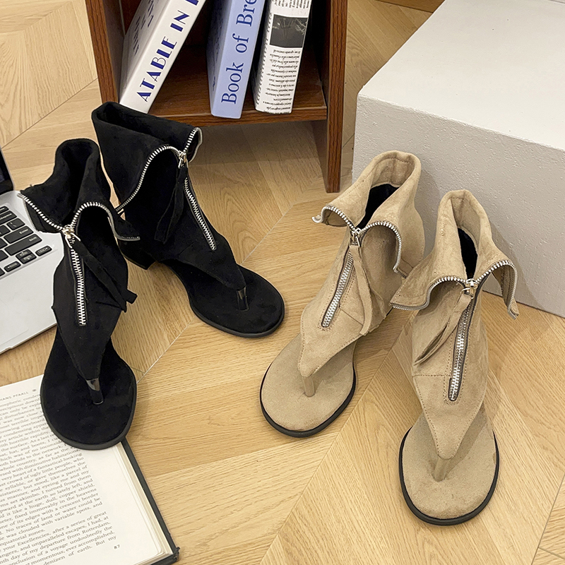 Women Vintage Western Y2K Fold Over Flared Cuff Boot Sandals Matching Casual Daily