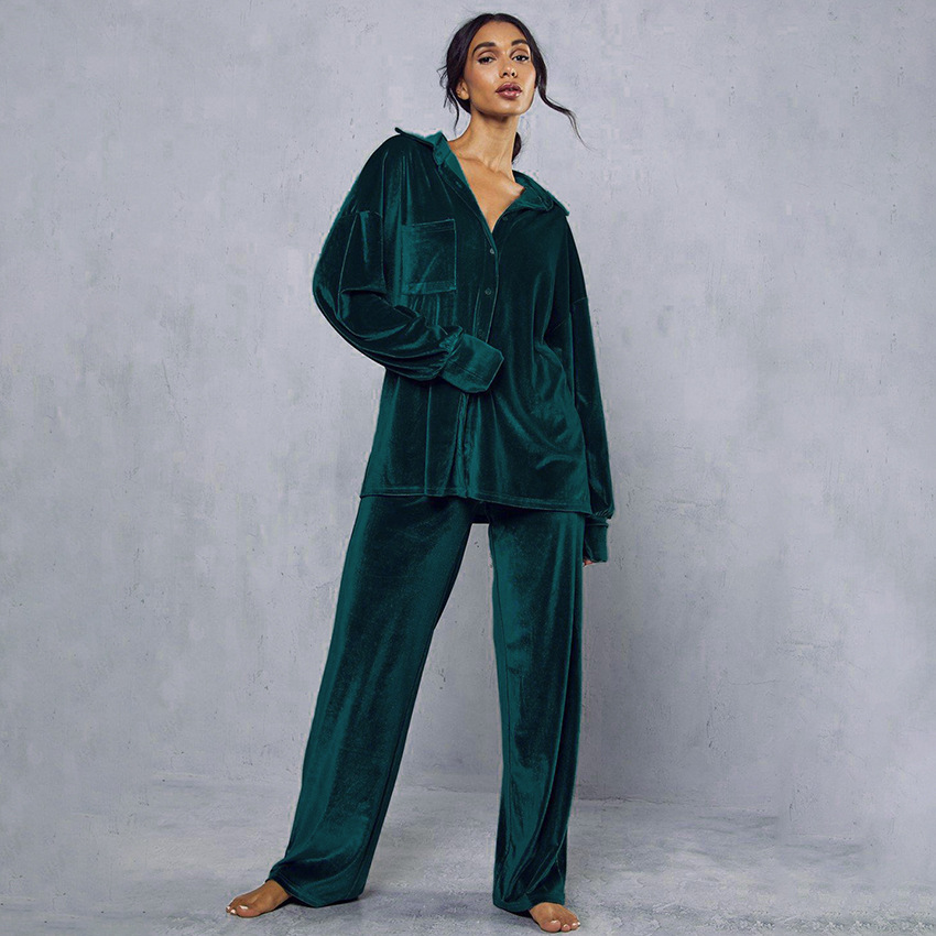 Title 6, Velvet Long-sleeved Trousers Pajamas Two-piece Set