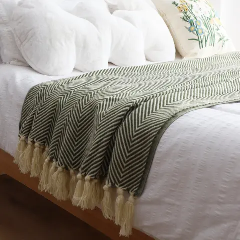 Classic Retro Herringbone Weave Sofa Blanket