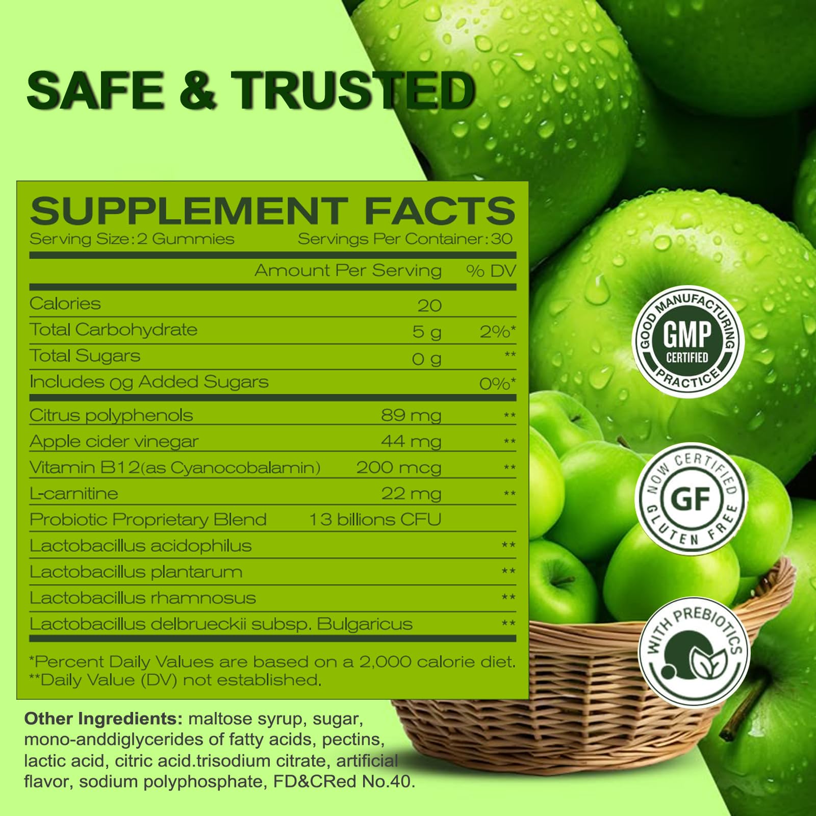 Apple Cider Vinegar Gummies Formulated To Support Normal Energy Levels  Gut Health - Supports Digestion, Detox  Cleansing - ACV Gummies WVIT B12 Dietary Edible Fitness