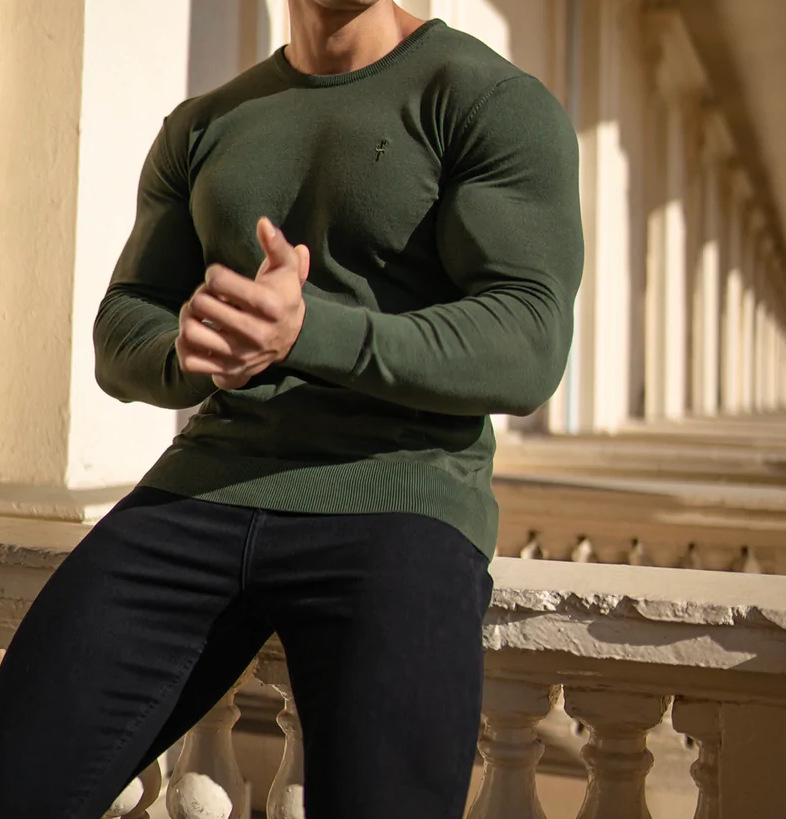 Knitted Men's Solid Wool Bottoming Shirt
