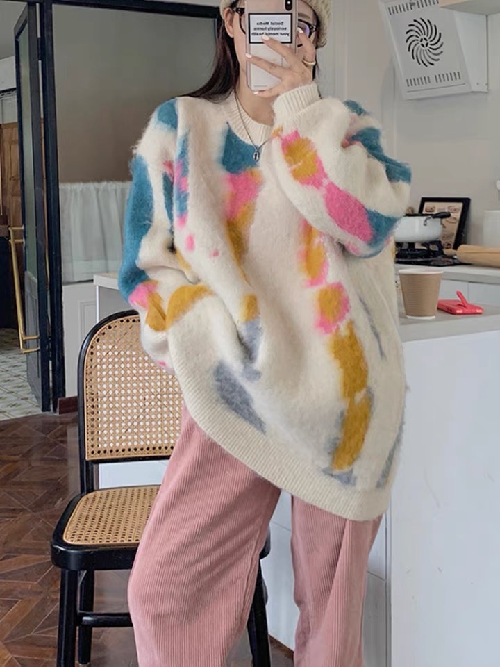 Women's Niche Tie-dye Rainbow Sweater Top