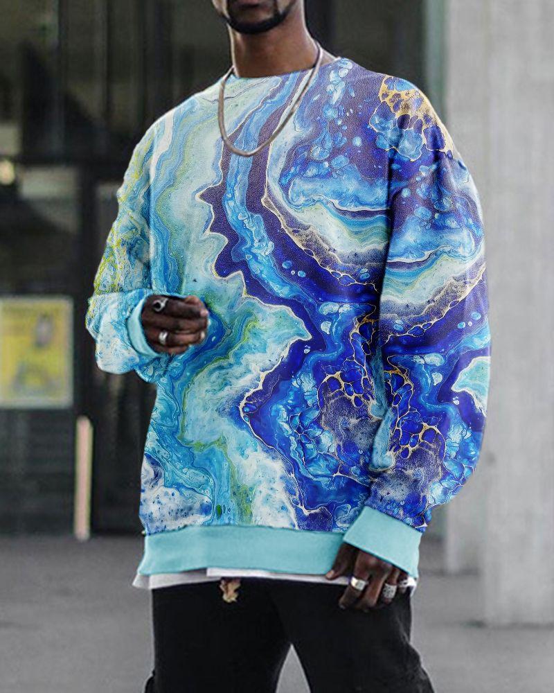 3d Digital Printing Loose Casual Round Neck Long Sleeve Sweater