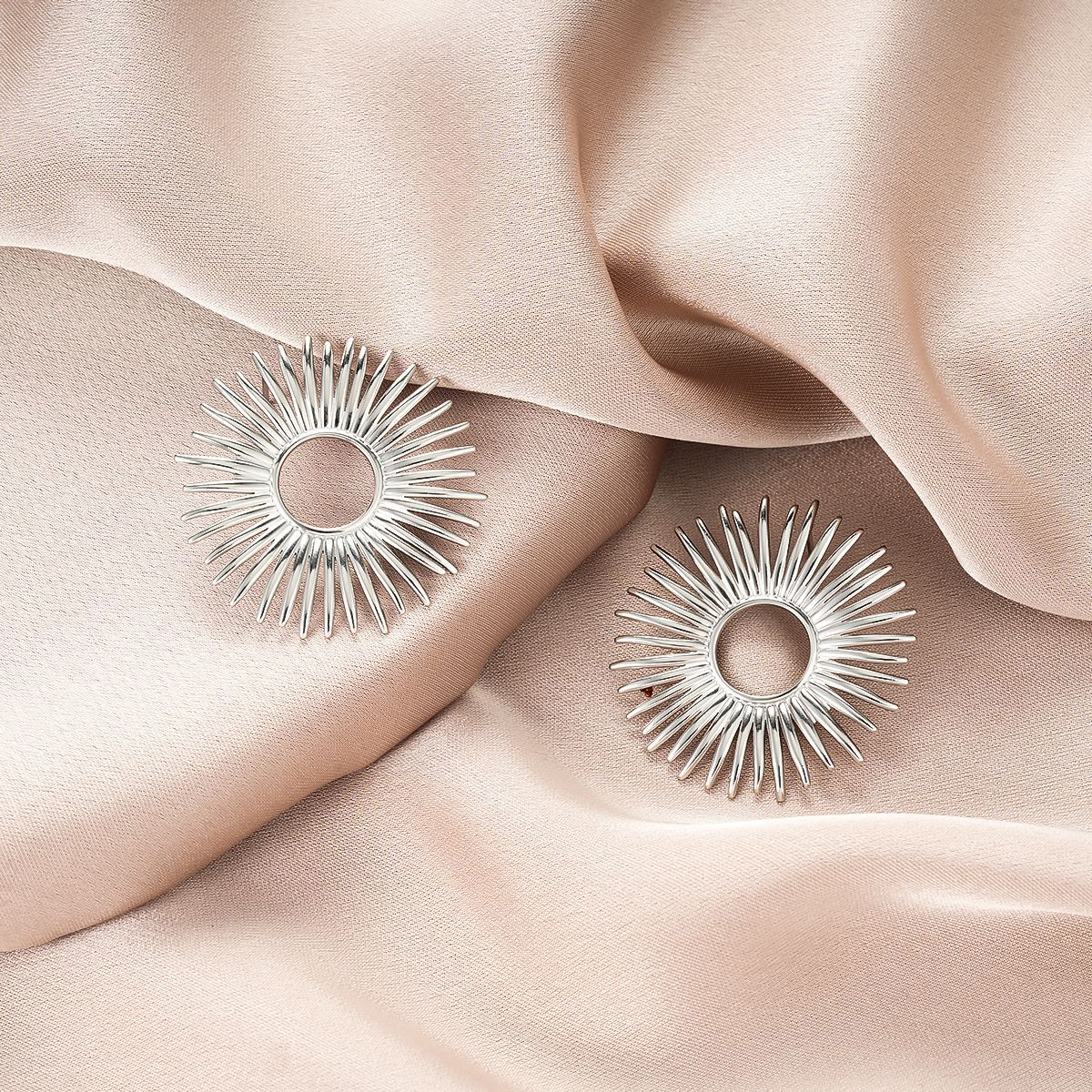 Trendy Geometric Heart Texture Oval Titanium Steel Earrings, 18K Gold Plated Stainless Steel Personality Daily Wear Stud Earrings