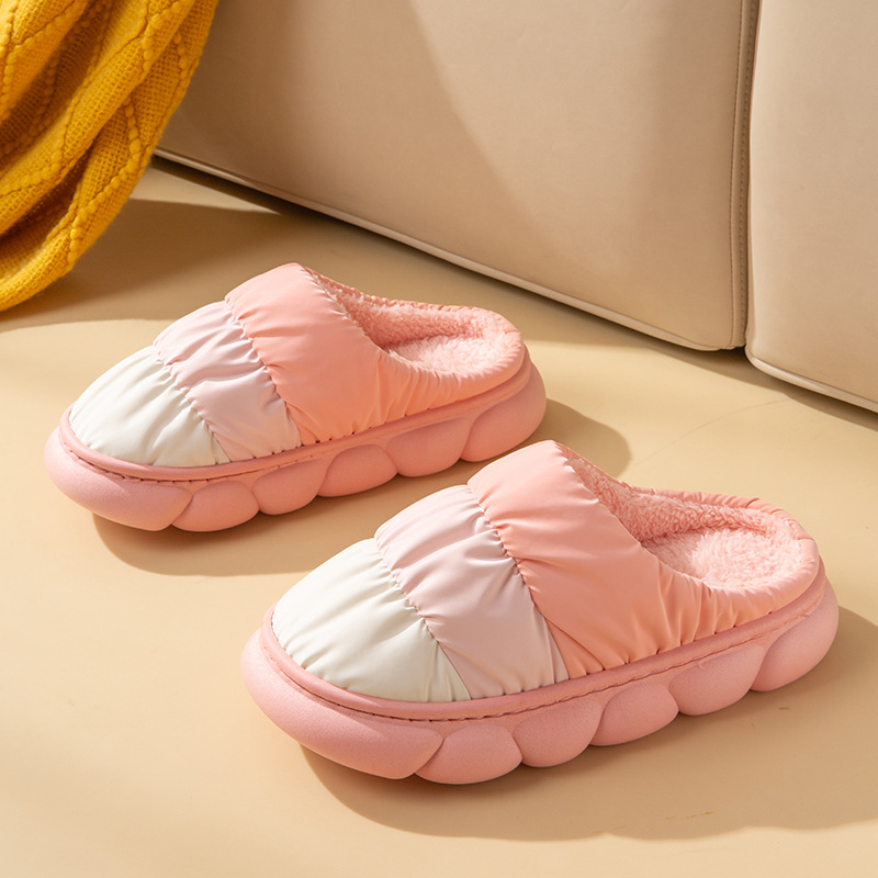 Gradient Slippers Plush Winter Shoes Women House Bedroom Slippers Pink - Shop at LoveMi