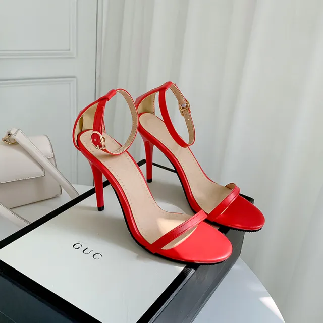 Buckle Strap Hollow Super High Heel Sexy Women's Shoes Red - Shop at LoveMi