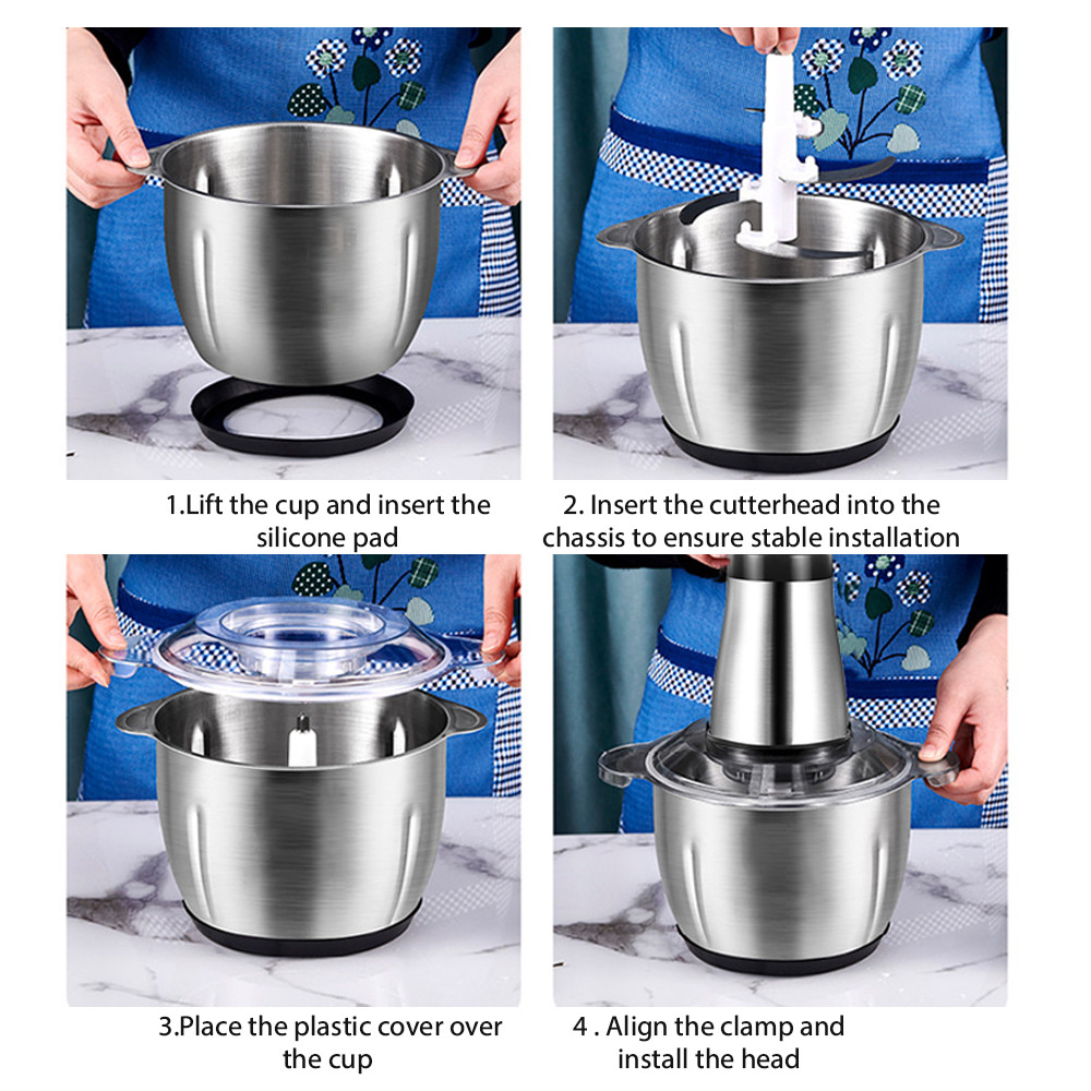 2L Electric Chopper Food Processor Multi Blender Meat Grinder Vegetable Mixer UK