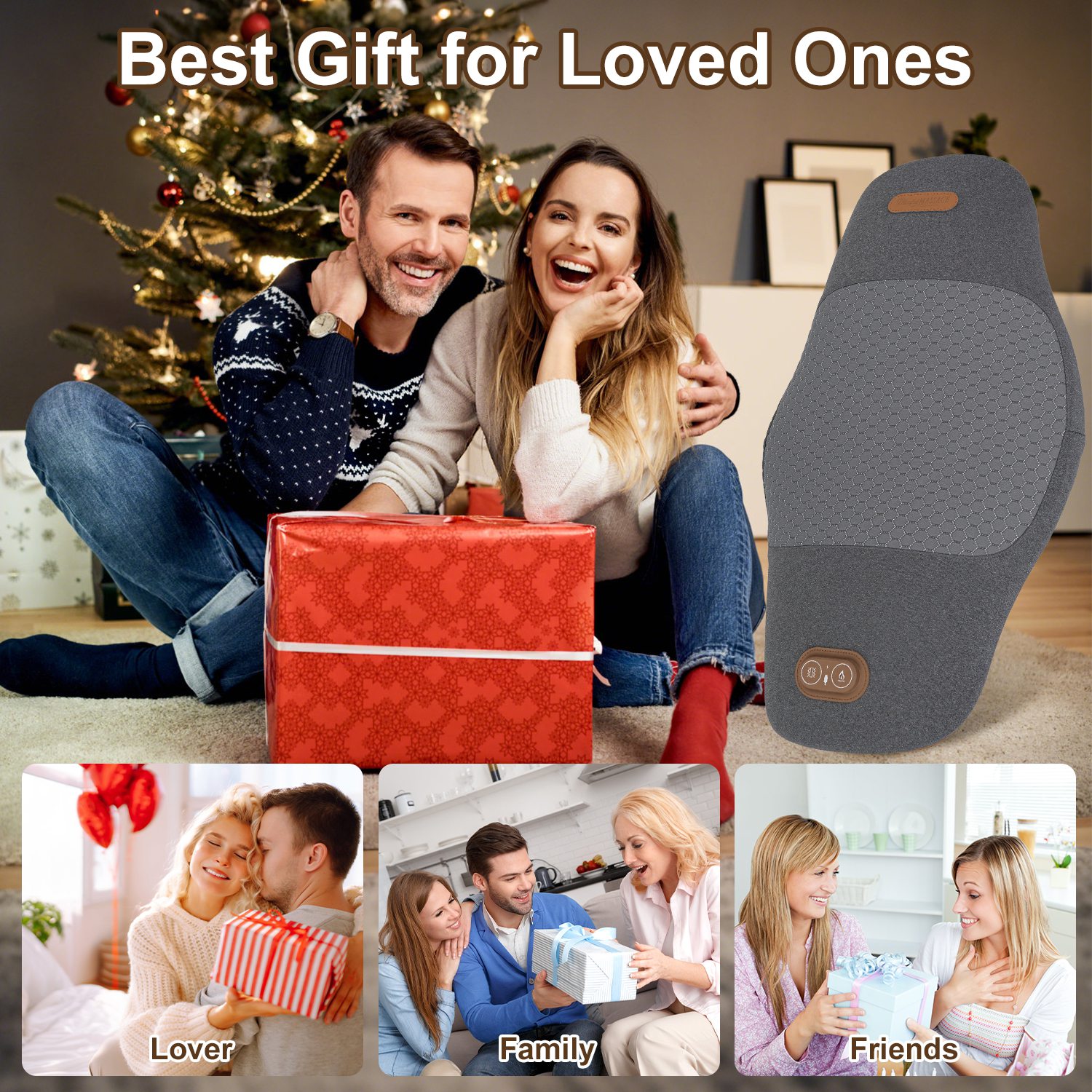 2 In 1 Electric Lumbar Massager Support Pillow Memory Foam Lower Back Massager With Heat Vibration Adapter For Pain Relief