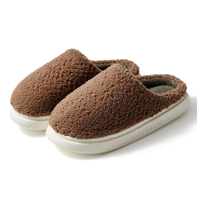 Plaid Couple Home Warm Cotton Slippers Brown - Shop at LoveMi