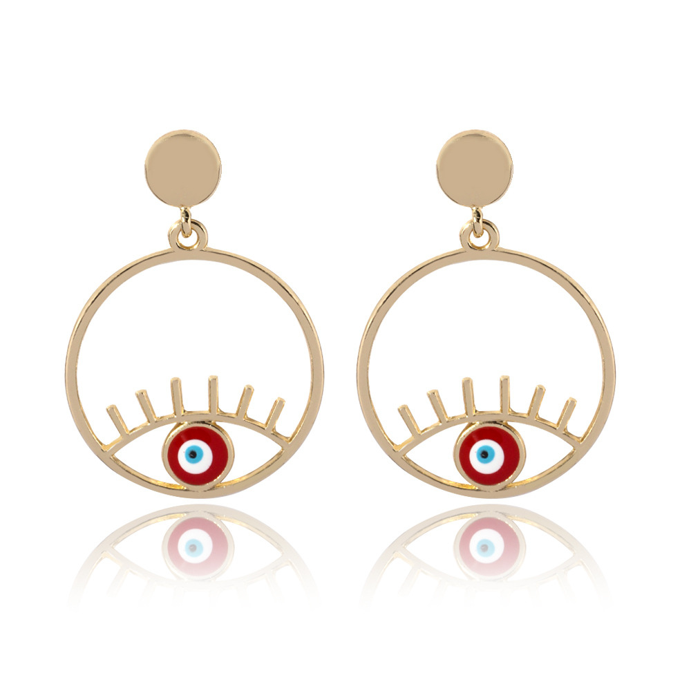 Title 2, Alloy Dripping Oil Multi-color Eyes Trendy Earr...