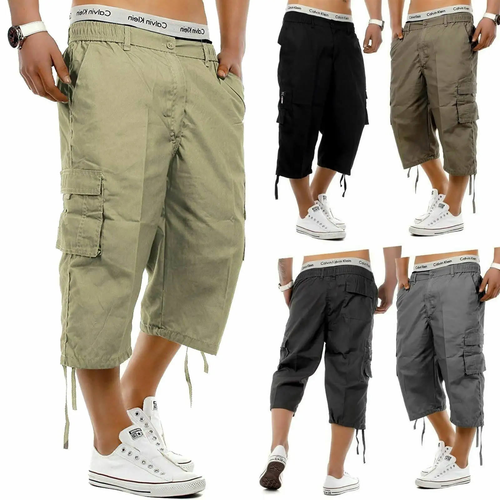 Summer Men's 7-point Multi-pocket Military Pants Men