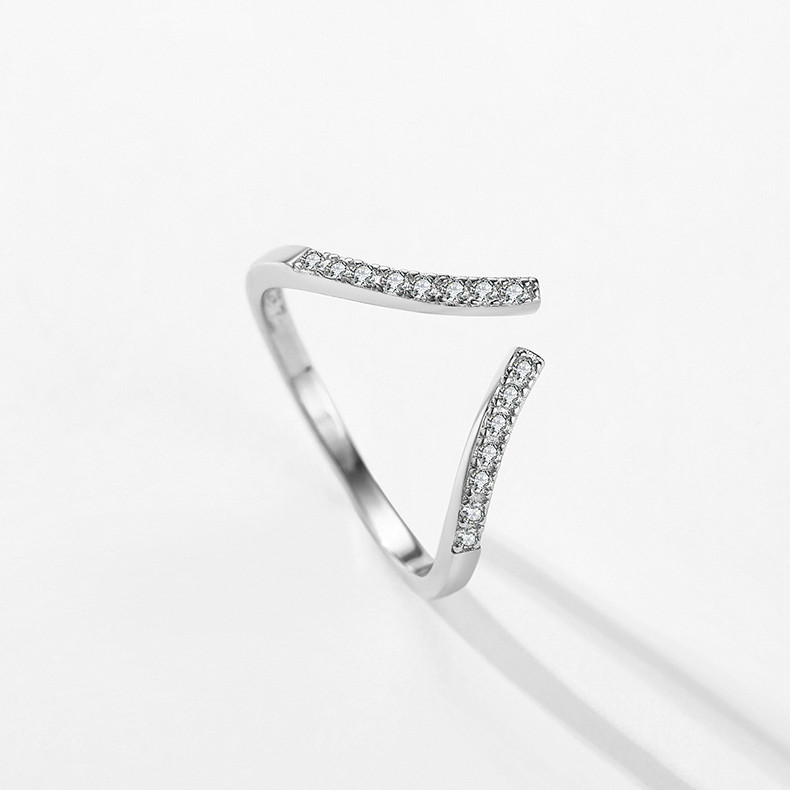 Title 2, S925 Sterling Silber Ring mit Mikro-Diamant-Rei...