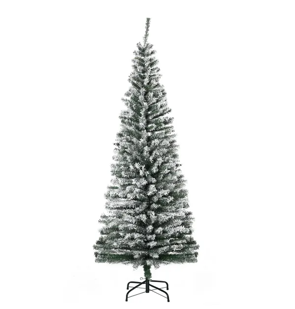 HOMCOM 6ft Artificial Snow Flocked Christmas Tree With Foldable Steel Stand Home