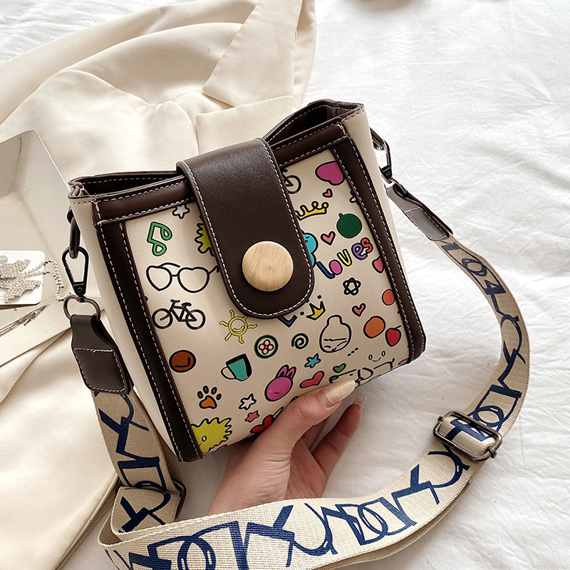 Letter Wide Shoulder Strap Casual Shoulder Bag - Shop at LoveMi