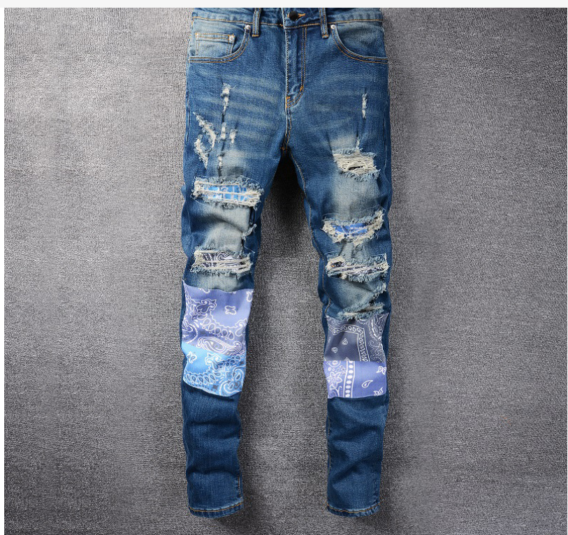 Title 2, Jeans Masculina High Street com Rasgos e Remend...