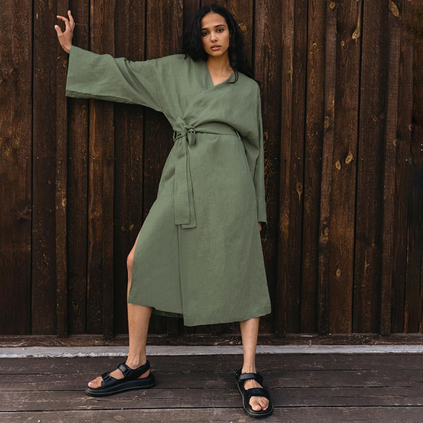 Women's Fashion Loose And Simple Cotton And Linen Nightgown