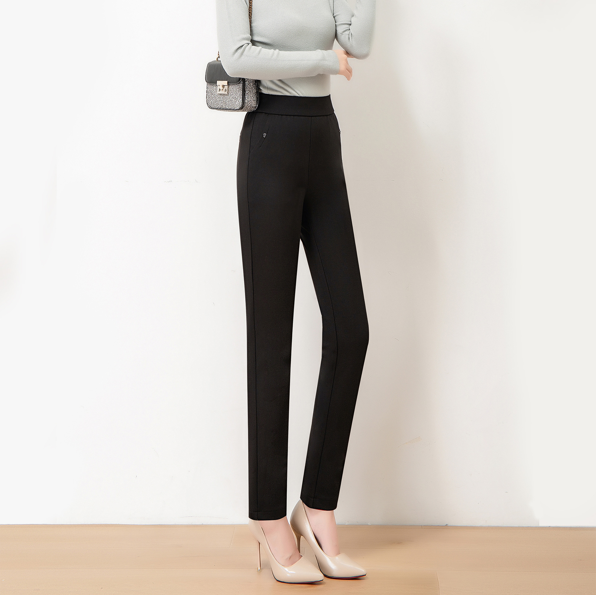 High Waist Elastic Loose Feel Soft And Comfortable Skinny Pants