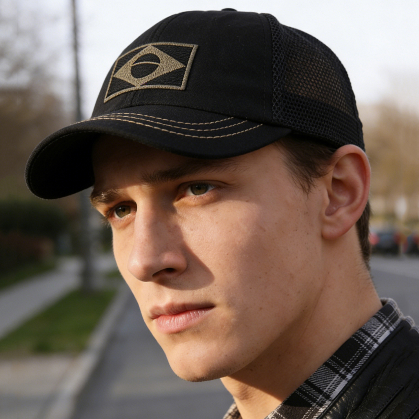 Simple And Fashionable Embroidered Geometric Pattern Net Fabric Baseball Cap For Summer Outdoor Hiking Sun Protection Beanie Hat Suitable For Going Out