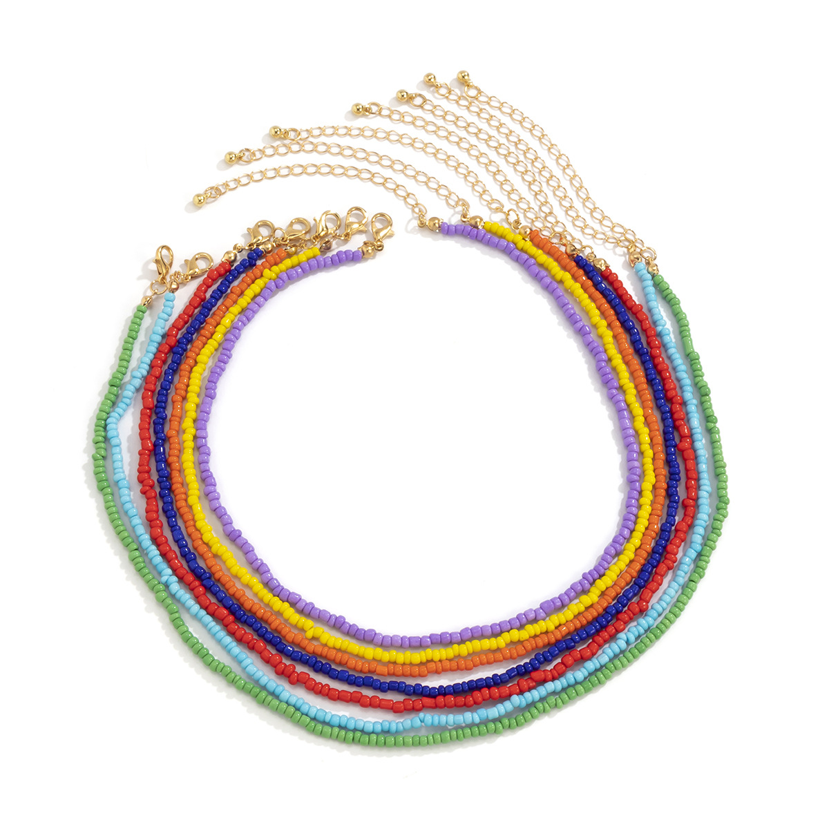 Pastoral Color Hand-woven Rice Bead Stacking Necklace