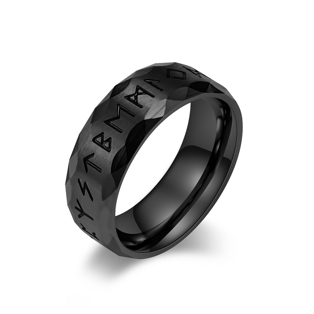 Title 9, Heren titanium ring met vintage Viking tekst, m...