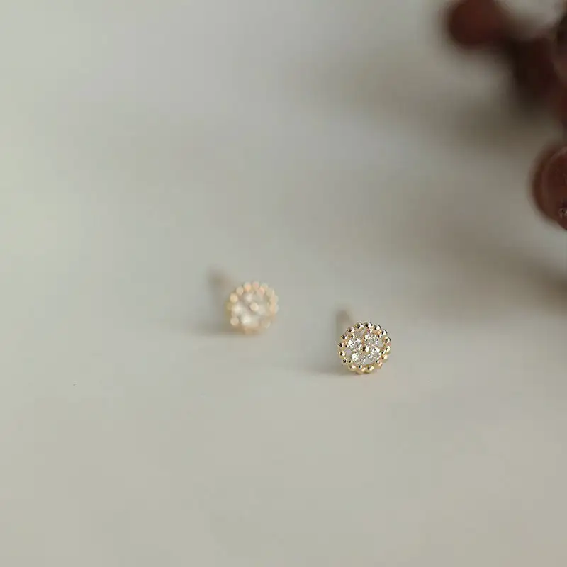 Sterling Silver Beanie Bean Zirconia Cross Stud Earrings