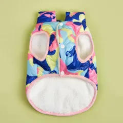 Pet Camouflage Plus Velvet Padded Jacket - Pink - View 1