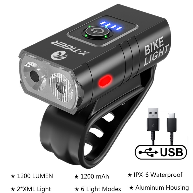 USB rechargeable outdoor waterproof light power display mountain night riding light — foto 15