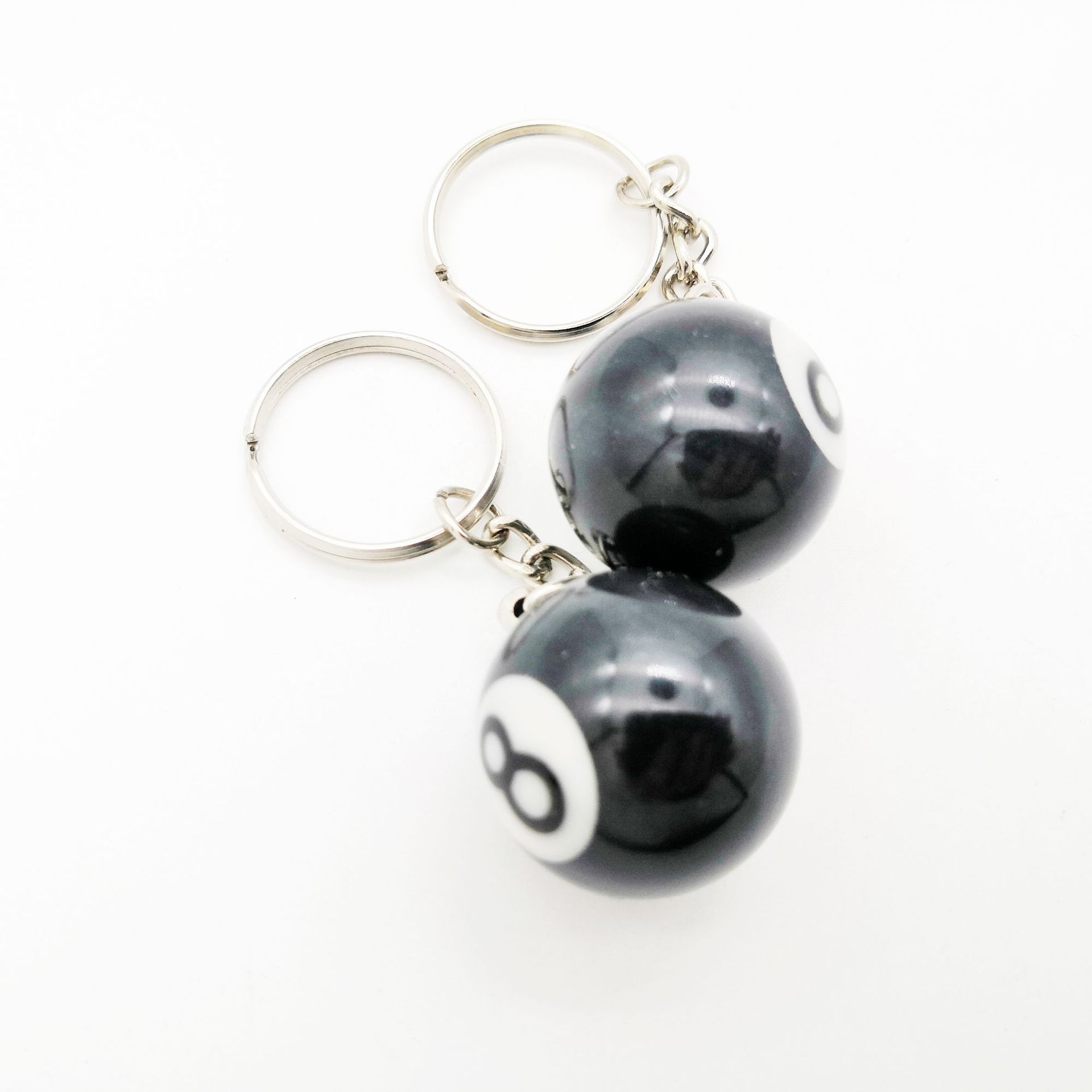 Halloween alloy billiard keychain (black 8 key ring)