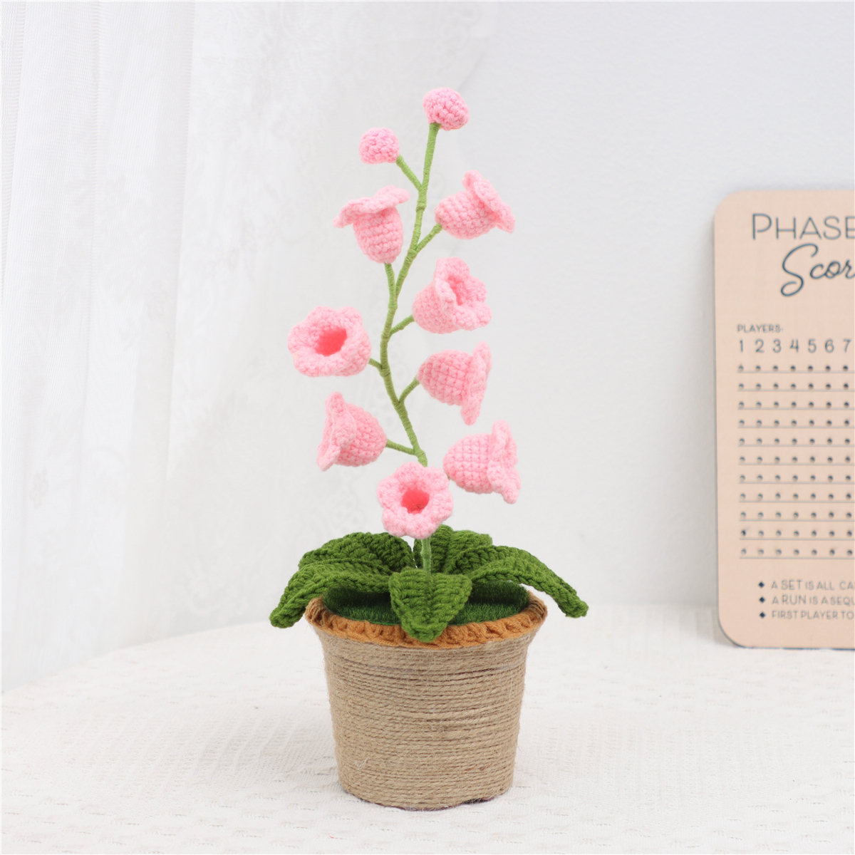 Handmade Crochet Foxglove Potted Ornament Soft Yarn Everlasting Crochet Blossom Indoor Home Tabletop Decoration