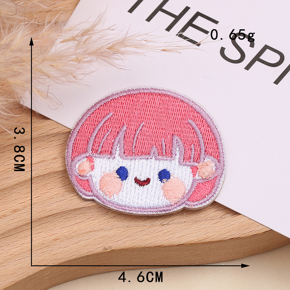 Title 6, Cartoon Girl Head Portrait Embroidery Badge Sel...