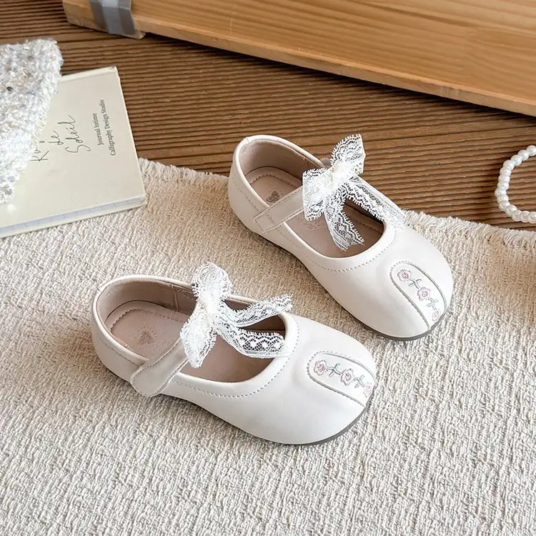 Western Style Leather Shoes, Retro Lace Mary Jane Shoes, Soft Soled Princess Single Shoes