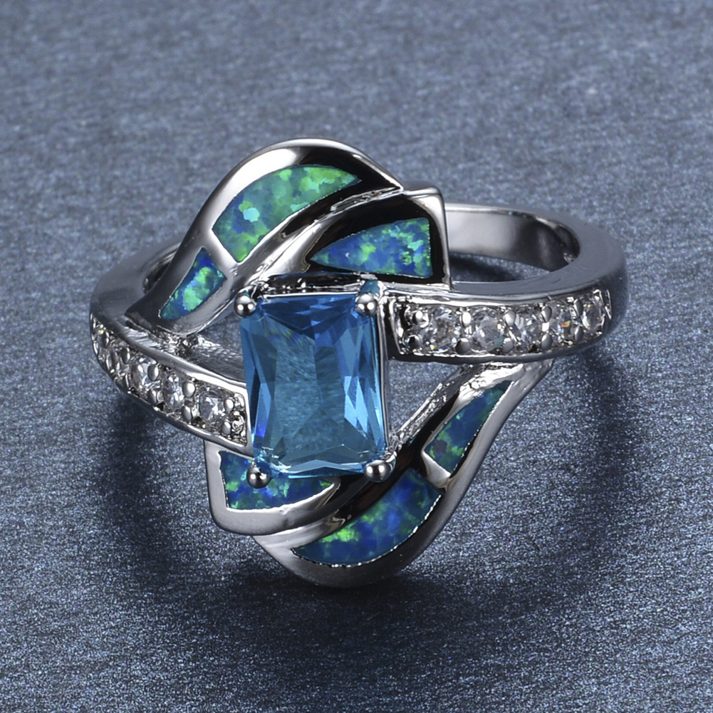 Title 2, Womens Blue Opal Diamond Wedding Ring. A beaut...