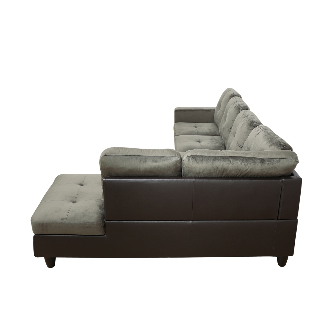 Pickup Only--Taupe Flannel And PVC 3-Piece Couch Living Room Sofa Set
