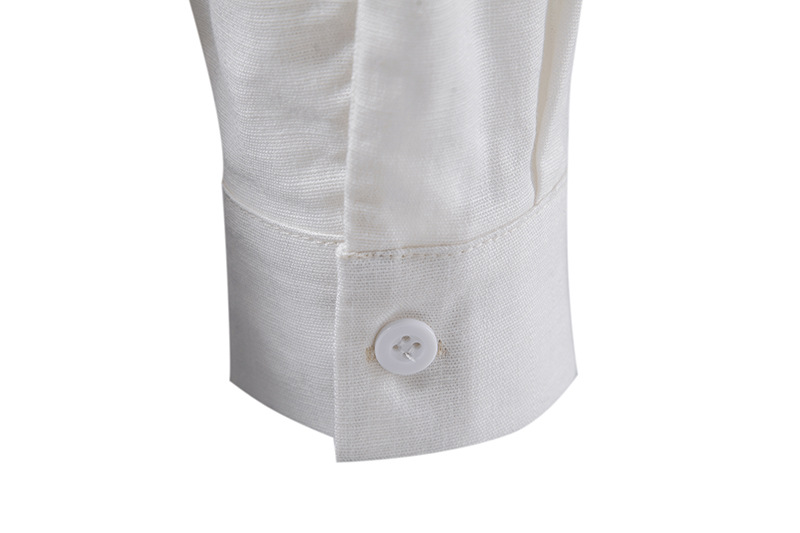 Men's Cotton Linen Shirts Long Sleeve Solid Color - 16