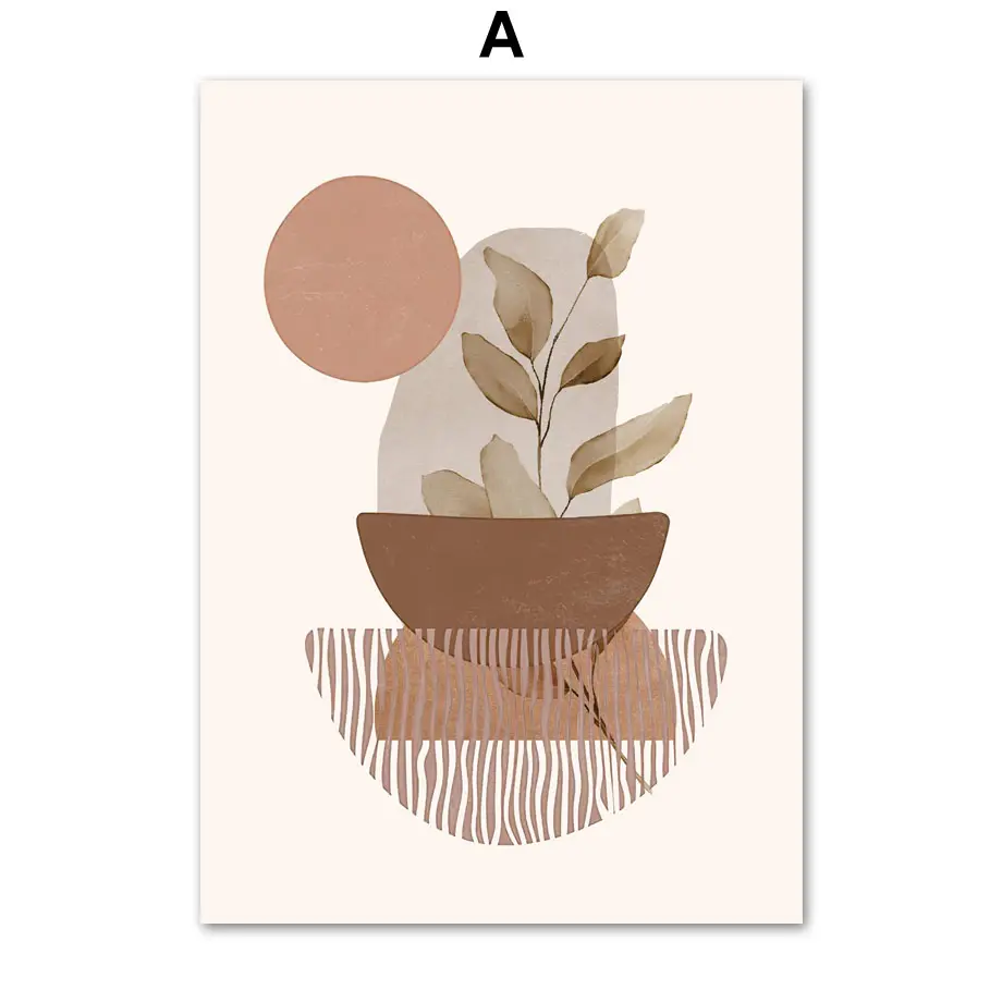 Line Leaves Geometric Abstract Boho Home Decor