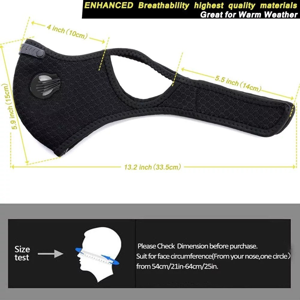 Sport Cycling Face Mask With Active Carbon Filter Breathing Valves Washable — image 10