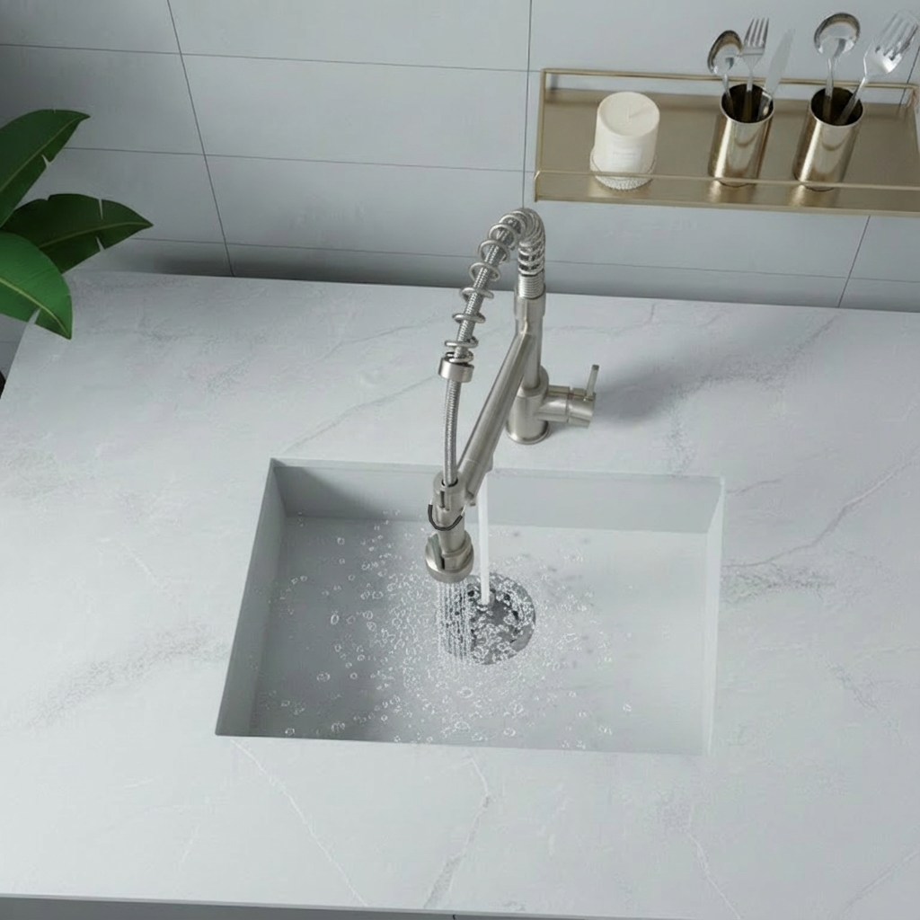 Touch Kitchen Faucet With Pull Down Sprayer, Single Handle Stainless Steel Spring Neck Kitchen Faucet, 2 Function Spray Head, Single Hole Installation, Brushed Nickel